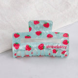 Cwaha1610_Cherry Heart Strawberry Rectangle Hair Claw Clip