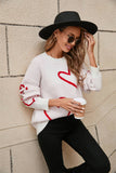 Valentines Day Color Contrast Heart Pullover Sweater