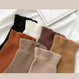RUFFLED SOLID COLOR MID TUBE SOCKS FOR WOMEN_CWMS0412