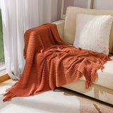 KNITTED SOFT BLANKET WITH TASSELS_CWMM0206