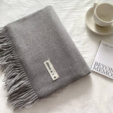 COLORBLOCK TASSEL SCARF THICK WRAP FOR STUDENTS_CWASC2281