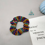 Winter Rainbow White Plush Hair Tie