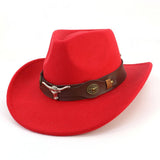 BULL HEAD BELT WESTERN COWBOY HAT FELT_CWAH1782