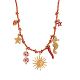 Summer Starfish Pearl Heart Beaded Necklace_Cwaje05574