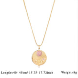 Vintage Stone Pendant Necklace Stainless Steel_Cwmm8874