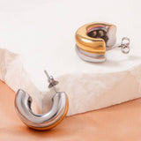 GEOMETRIC GOLD PLATED FASHION DOUBLE LAYER EARRINGS_CWMM3667