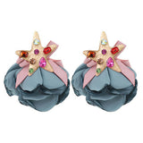 HANDMADE STARFISH FLORAL RHINESTONE EARRINGS_CWMM6177