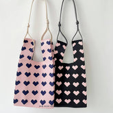 CONTRAST COLOR LOVE KNITTED TOTE BAG_CWAB1492