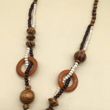 Wooden Beads Cube Heart Print Long Necklace_Cwmm4918