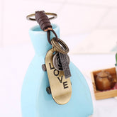 Vintage Woven Skateboard Leather Keychain_Cwmm4776
