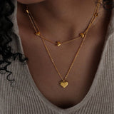 HEART SHAPED DOUBLE LAYER TITANIUM STEEL NECKLACE_CWAJE1084
