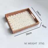 RATTAN WOVEN COLORFUL SHELL TEA TRAY FRUIT TRAY_CWMM4490