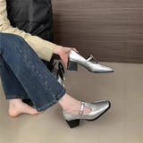 SILVER MARY JANE SHOES WOMEN CHUNKY HEEL_CWSHF0146