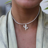 CACTUS PEARL BEADED CHOKER SWEET LUXE NECKLACE_CWAJE4613