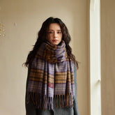 PLAID WOOL SCARF FOR WOMEN COZY WINTER KNIT_CWASC2336