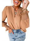 Pullover V-Neck Long-Sleeved Casual Ruffled Shirt