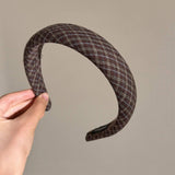 Plaid Sponge Headband Retro College Style_Cwaha07966