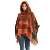 Women Herringbone Pattern Hooded Shawl_Cwasc1202