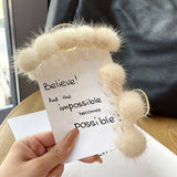 TEMPERAMENT REAL MINK FUR PLUSH BALL HAIRPIN_CWAHA3324