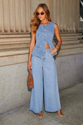 Cwjp0589_Solid Loose Fit Fashion Wide Leg Jeans