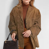 Vintage Brown Long-Sleeved Blazer With Baggy Pockets