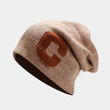 LARGE HEAD CIRCUMFERENCE C LETTERLOOSE KNITTED HAT_CWAH2075