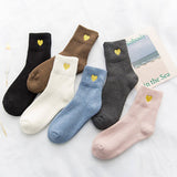 Winter Heart Embroidery Warm Terry Socks_Cwms1002