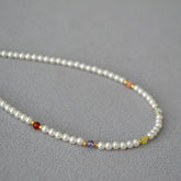 PEARL COLORED REAL STONE CRYSTAL BEADED NECKLACE_CWAJE2118