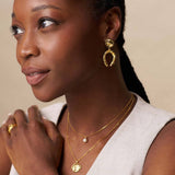 IRREGULAR HOOP HORSESHOE ZIRCON 18K GOLD EARRINGS_CWAJE5062