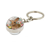 EASTER RABBIT CRYSTAL GLASS BALL PENDANT KEYCHAIN_CWMM0497