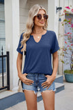 V-Neck Casual Solid Color Short-Sleeved T-Shirt