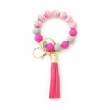 COLORFUL SILICONE BEAD BRACELET WITH WOOD KEYCHAIN_CWAB5108
