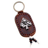 DOUBLE SIDED SKULL VINTAGE LEATHER KEYCHAIN_CWMM5023