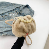 Winter Leopard Print Crossbody Bucket Plush Bag_Cwab4018