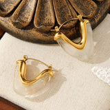 Triangle Geometric Stainless Steel 18Kgold Earrings_Cwmm3601