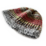 ADULT KNITTED HAT COLORFUL STRIPED BUCKET HAT_CWAH2051