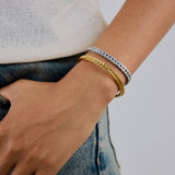 ELEGANT TWO TONE 18K GOLD TITANIUM CHAIN BRACELET_CWAJE4834
