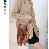 Cwab4543_Rivet Tassel Chain Shoulder Crossbody Bag