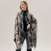 SOLID COLOR PLAID CAPE CLOAK PLAIN SHAWL_CWASC2257