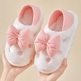 BOW DECOR MINIMALIST FLUFFY BEDROOM SLIPPERS_CWSHS0238
