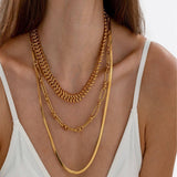 18K GOLD PLATED MULTI LAYER OVAL GOLD BEAD NECKLACE_CWMM3633