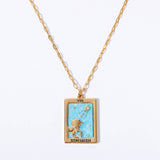 Vintage Tarot Square Pendant Necklace_Cwmm3916