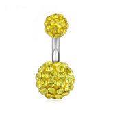CLAY BALL BELLY RING CZ STAINLESS STEEL PIERCING_CWMM9193