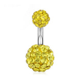 CLAY BALL BELLY RING CZ STAINLESS STEEL PIERCING_CWMM9193