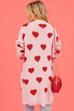 Women Cute Heart Print Open Front Mid Cardigan_Cwocal0487