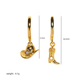 COWBOY BOOTS HAT PENDANT EARRINGS_CWMM5349