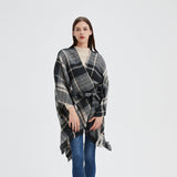 BLACK AND WHITE LINE CARDIGAN SHAWL CLOAK_CWASC0264