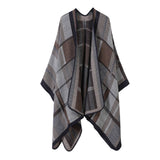 SHAWL FAUX CASHMERE JACQUARD SLIT CAPE_CWASC2211