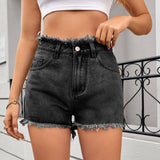 Trendy Raw Hem Denim Hot Shorts