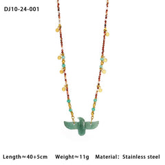 HIGH END EAGLE BEADED NATURAL STONE NECKLACE_CWMM7542